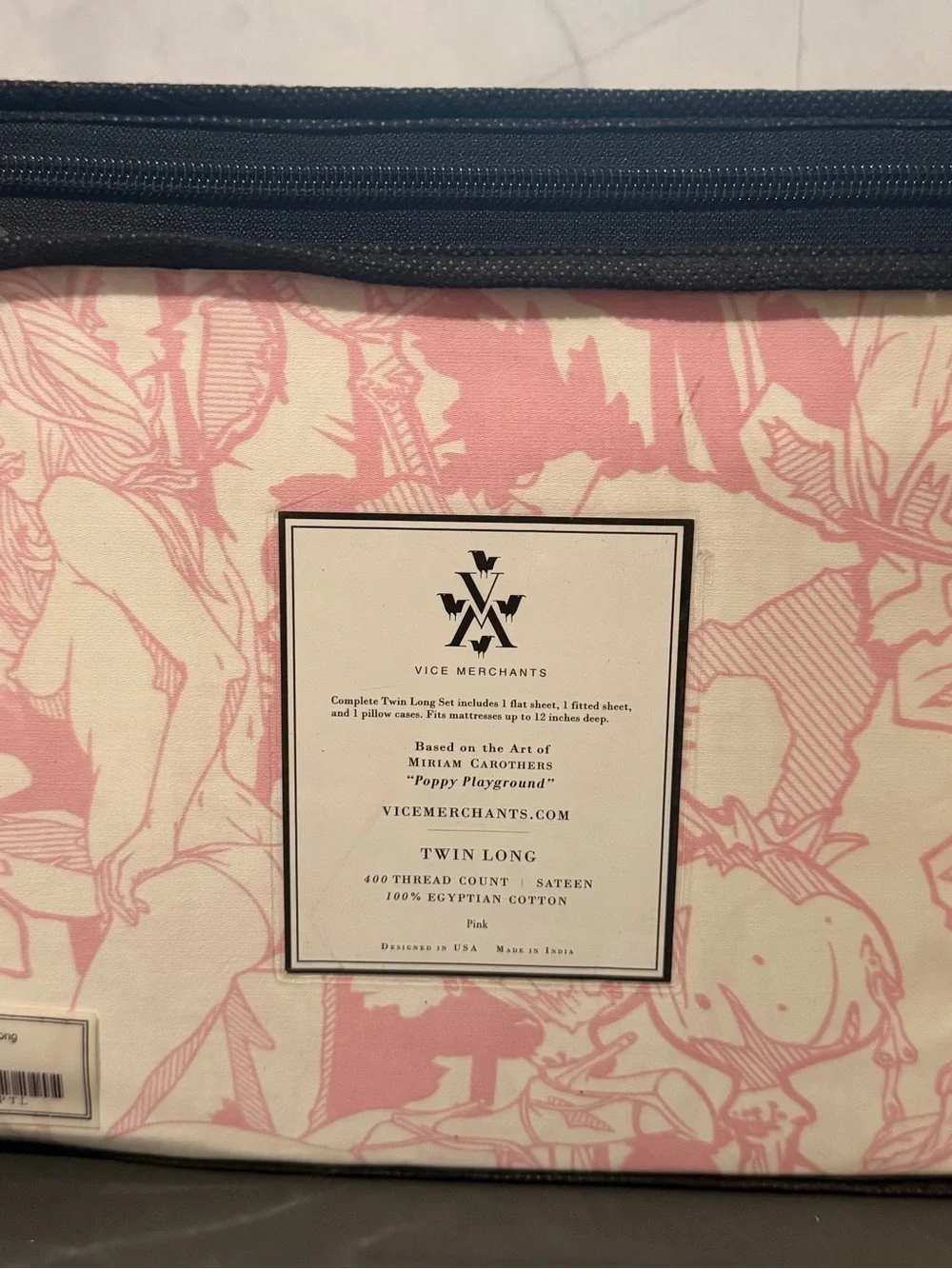 RARE NEW Sexy/Risqué Vice Merchants Poppy Playground Twin Long Sheet Set- Pink